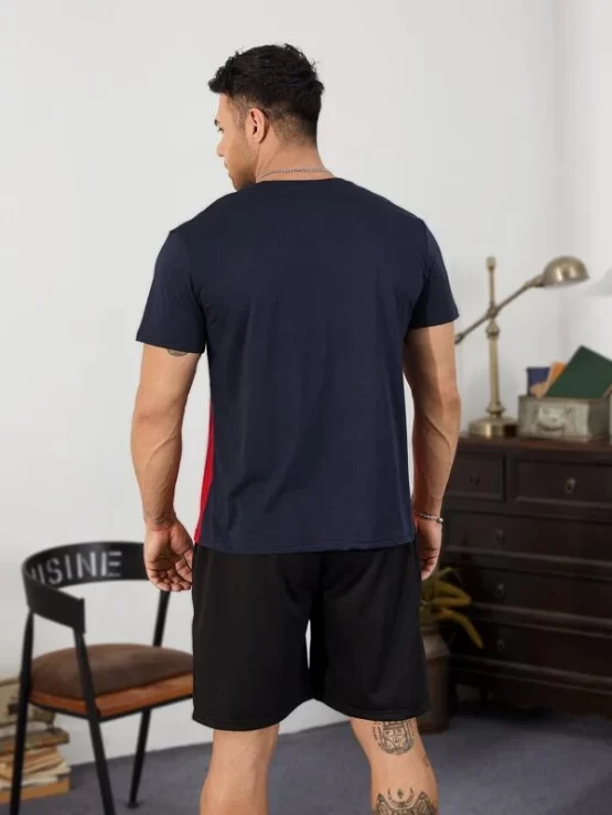 Extended Sizes Men Letter And Color Block Tee - Image 3