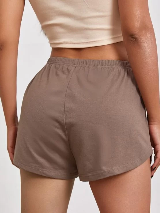 Letter Graphic Knot Front Track Sports Shorts - Image 3