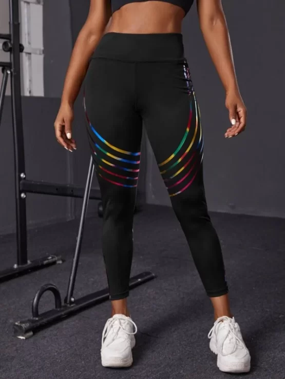 Reflective Cropped Strap Sports Leggings - Image 3