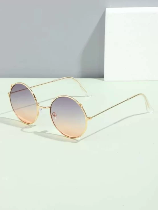 Round Copper One Piece Frame Fashion Glasses - Image 2