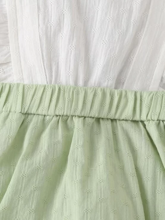 Baby Girl Ruffle Combo Pinafore Trim Bodysuit With Headband - Image 2
