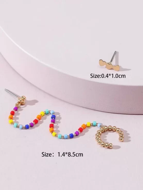 Two Pieces Fashionable Heart Decor Earring - Image 2