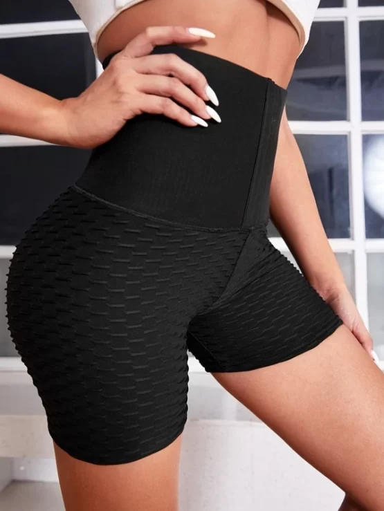 Solid Plain Skinny Hook and Eye Sports Shorts - Image 2
