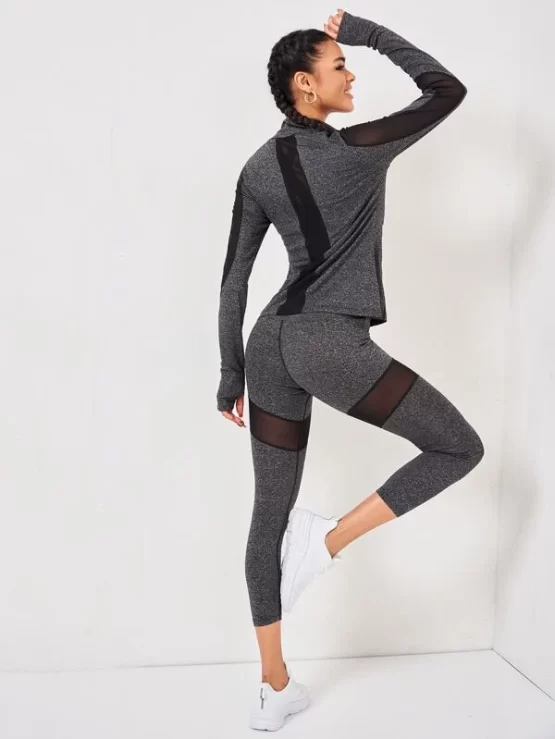 2pcs Breathable Mesh Insert Sports Set Without Bra - Image 3
