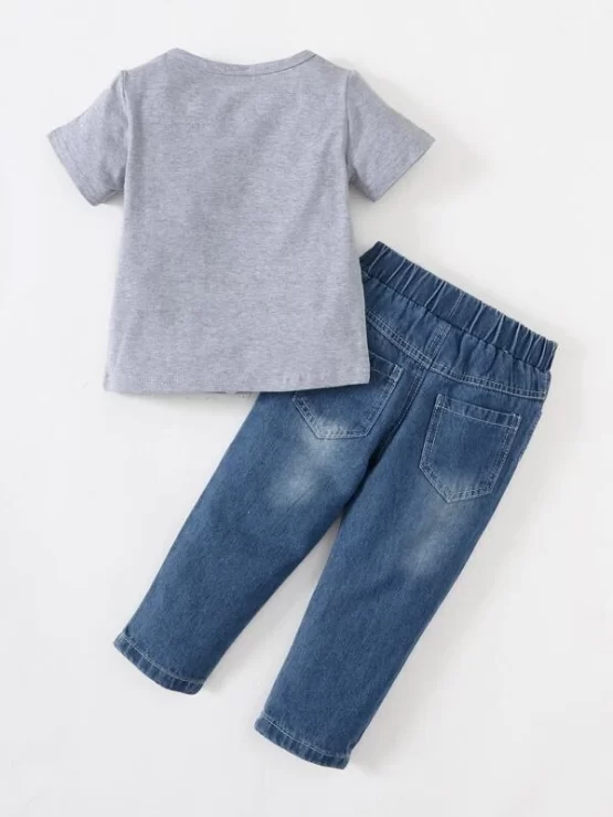 Baby Slogan Graphic Tee With Ripped Jeans - Image 2