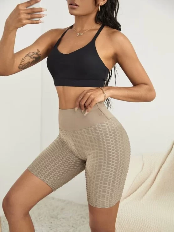 Absorbs Sweat Breathable Honeycomb Textured Sports Biker Shorts - Image 3