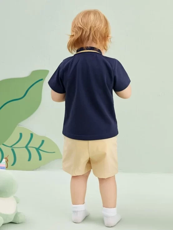 Baby Casual Contrast Trim Polo Shirt & Shorts - Image 3
