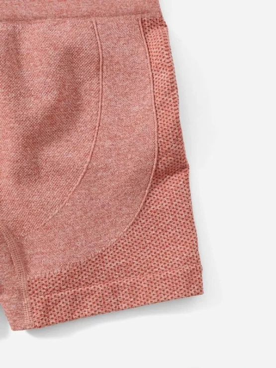 4pcs Seamless Wideband Waist Eyelet Detail Topstitching Sports Shorts - Image 3