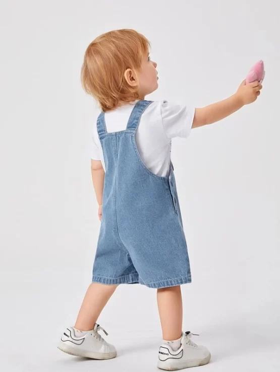 Baby Flap Pocket Denim Overall Romper - Image 2
