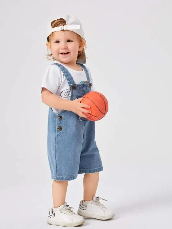 Baby Flap Pocket Denim Overall Romper - Image 3
