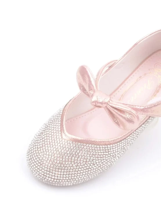 Girls Rhinestone & Bow Decor Mary Jane Flats - Image 3