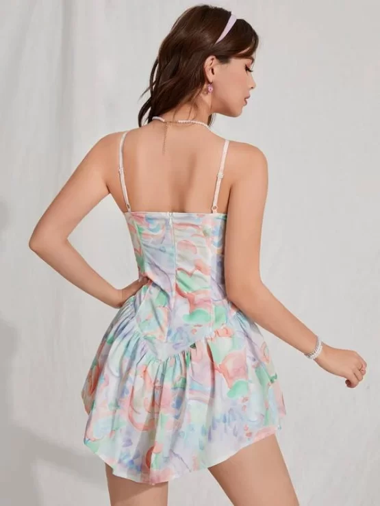 MOD Allover Print Ruffle Hem Bustier Cami Dress - Image 2