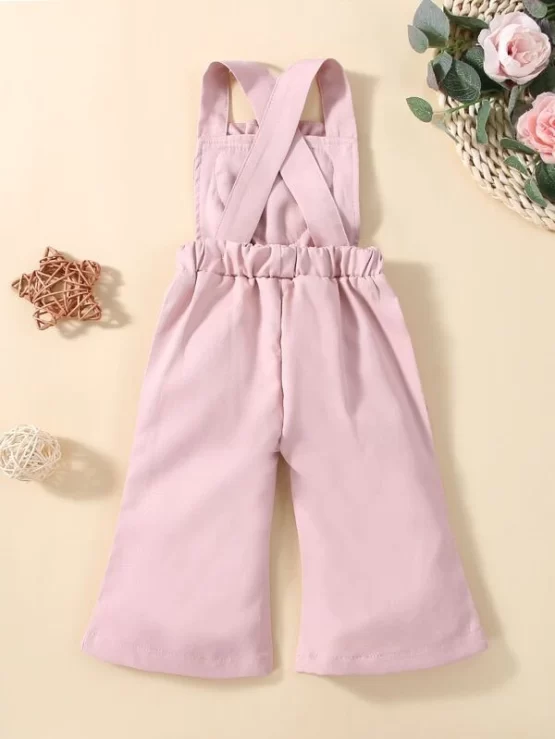 Baby Ruffle Trim Crisscross Overall Wide Leg Jumpsuit - Image 3