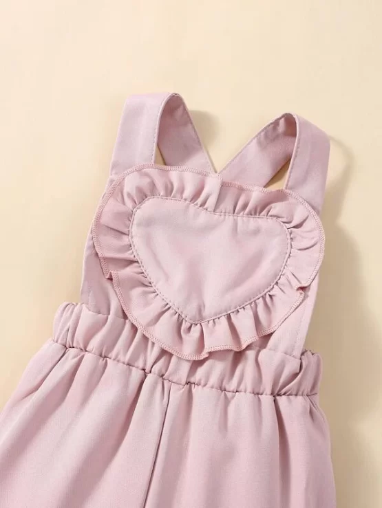 Baby Ruffle Trim Crisscross Overall Wide Leg Jumpsuit - Image 2
