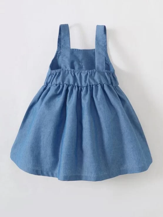 Baby Girl Bow Front Denim Cami Dress - Image 2