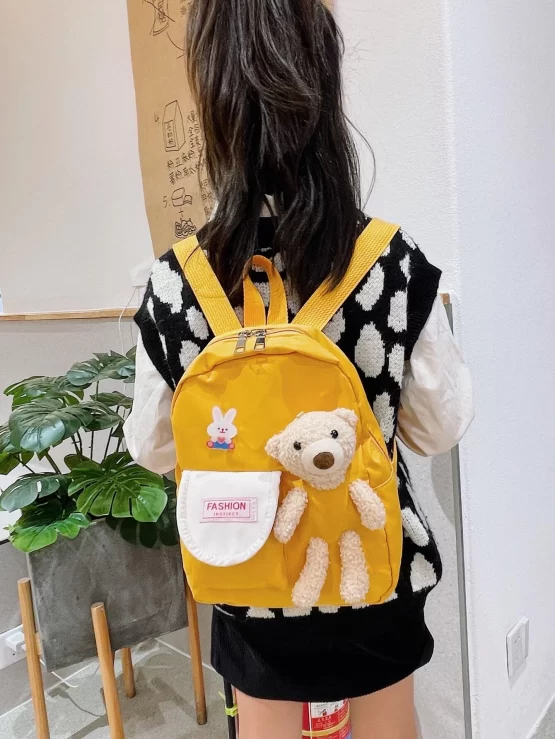 Kids Cartoon One Piece Bear Decor Backpack - Image 3