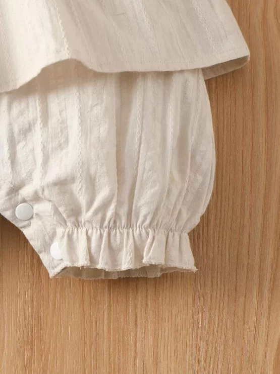 Baby Cute Plain Ruffle Peplum Cami Romper - Image 5