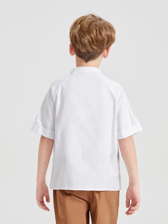 BASICS Boys Mock Neck Roll Up Sleeve Shirt - Image 3