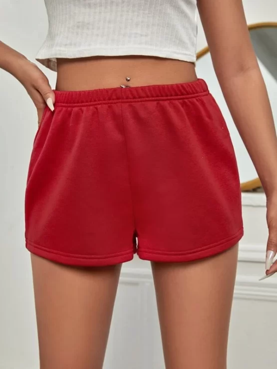 Casual Elastic Waist Letter Graphic Shorts - Image 2