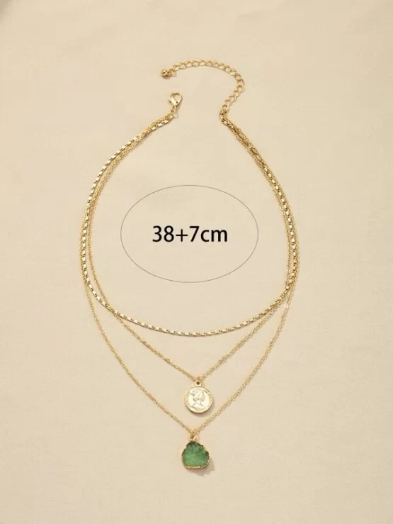 Coin Fashionable Pendant Layered Necklace - Image 3