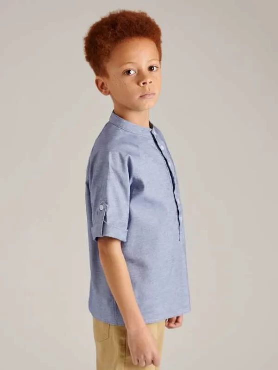 BASICS Boys Mock Neck Roll Up Sleeve Shirt - Image 8