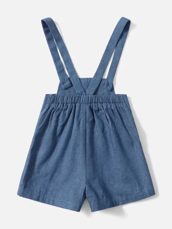 Baby Button Plain Straps Front Overall Romper - Image 2