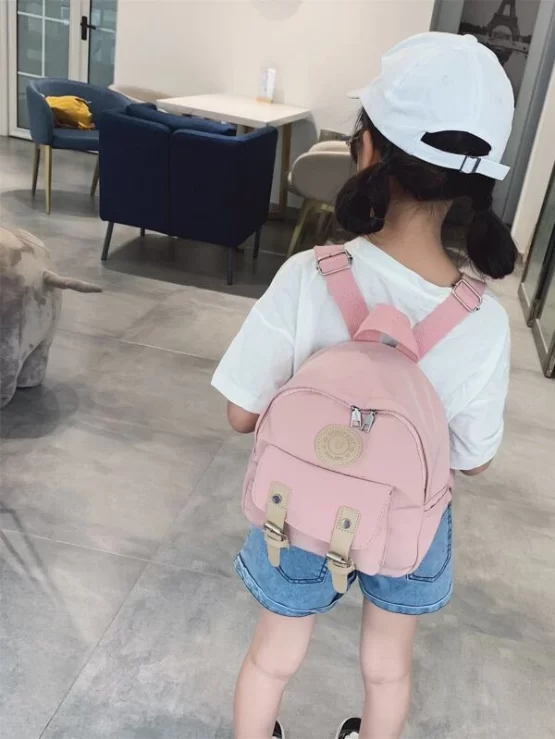 Girls Letter Patch Buckle Decor Backpack - Image 3