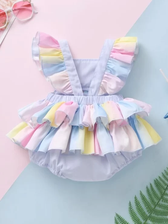 Baby Cartoon Graphic Ruffle Cut Out Trim Bodysuit - Image 5