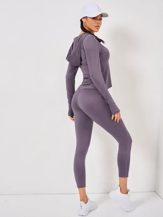 Absorbs Sweat Breathable Jacket and Sports Leggings Set - Image 3