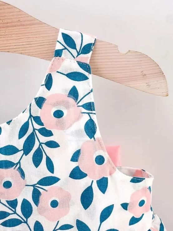 Baby Floral Big Bow Back Smock Dress With Hat - Image 4