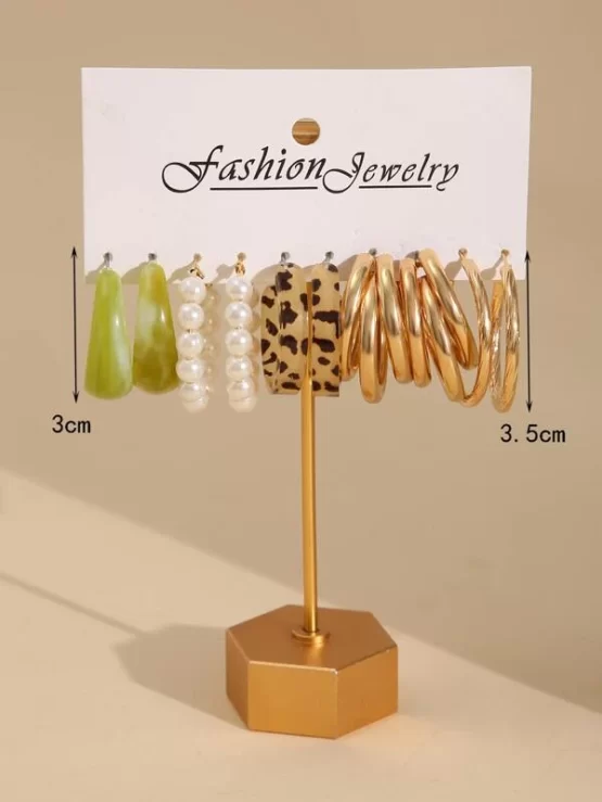Ten pairs Fashionable Faux Pearl Decor Earrings - Image 3