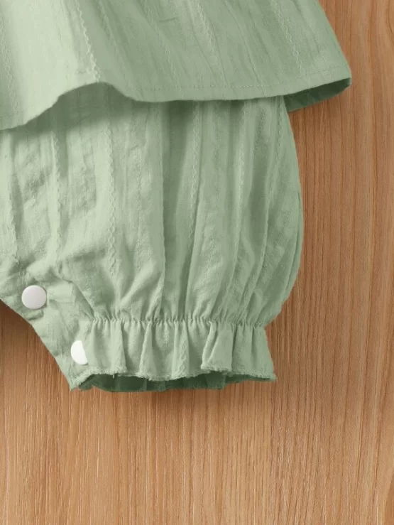 Baby Cute Plain Ruffle Peplum Cami Romper - Image 3