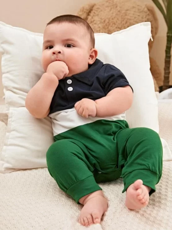 Baby Casual Colorblock Button Tee Jumpsuit - Image 3