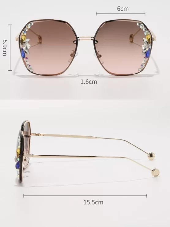 Rhinestone Boho Geometric Decor Fashion Glasses - Image 2