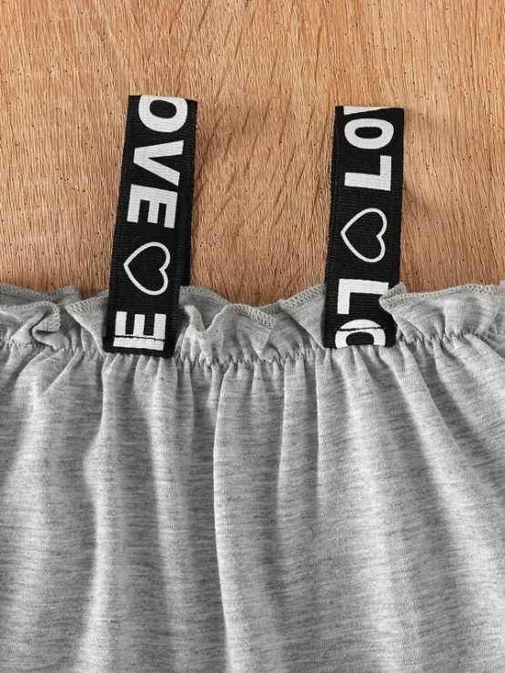 Baby Letter Tape Pocket Patched Cami Romper - Image 3