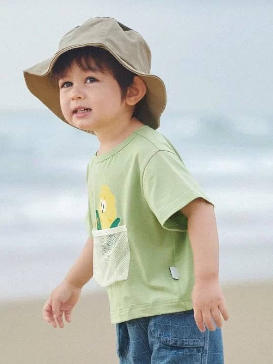 Toddler Boys Letter & Cartoon Graphic Mesh Panel Tee - Image 2