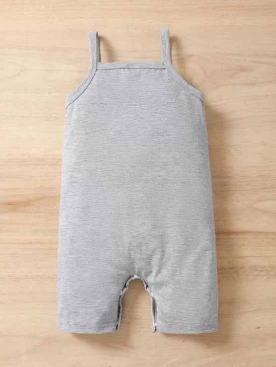 Baby Casual Cotton Letter Graphic Cami Romper - Image 3