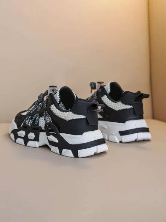 Boys Mesh Panel Drawstring Chunky Design Sneakers - Image 6