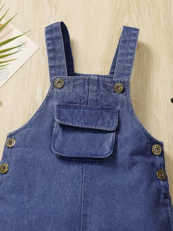 Baby Flap Pocket Denim Overall Romper - Image 6
