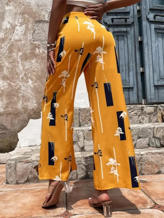 Plants & Geo Print Wide Leg Pants Without Belt - Image 2