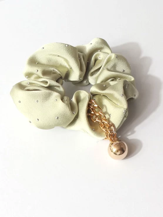 Rhinestone Decor Ball Charm Scrunchie - Image 2