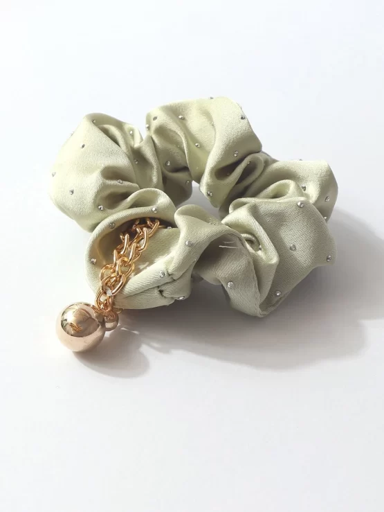 Rhinestone Decor Ball Charm Scrunchie - Image 3