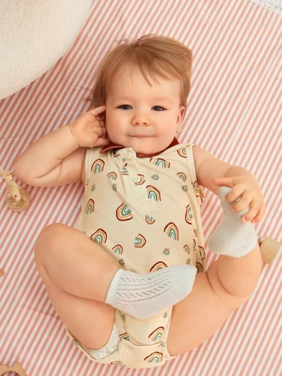 Baby Cartoon Graphic Polo Neck Pocket Button Front Bodysuit - Image 3