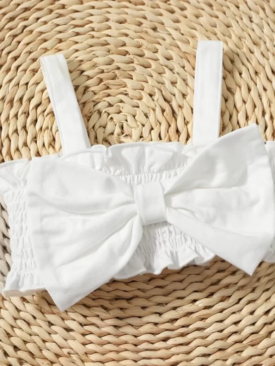 Baby Bow Shirred Frilled Cami Top & Watermelon Print Shorts & Headband - Image 3