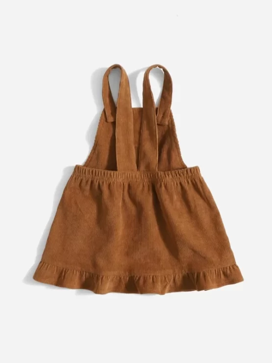 Baby Rainbow Embroidery Ruffle Hem Corduroy Overall Dress - Image 6