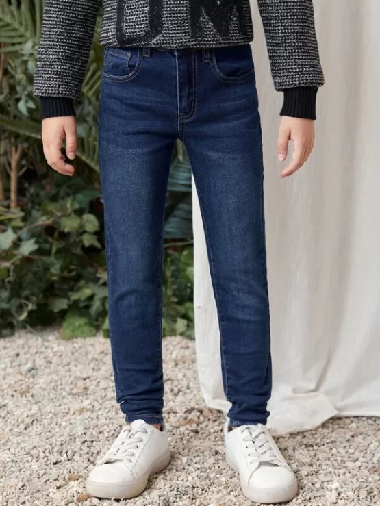 BASICS Boys Button Pocket Zipper Straight Leg Jeans