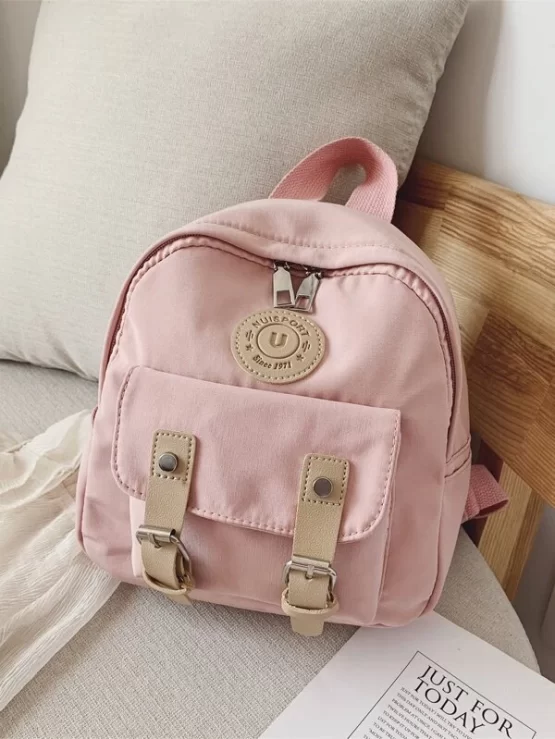 Girls Letter Patch Buckle Decor Backpack - Image 4