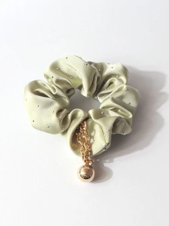 Rhinestone Decor Ball Charm Scrunchie - Image 4