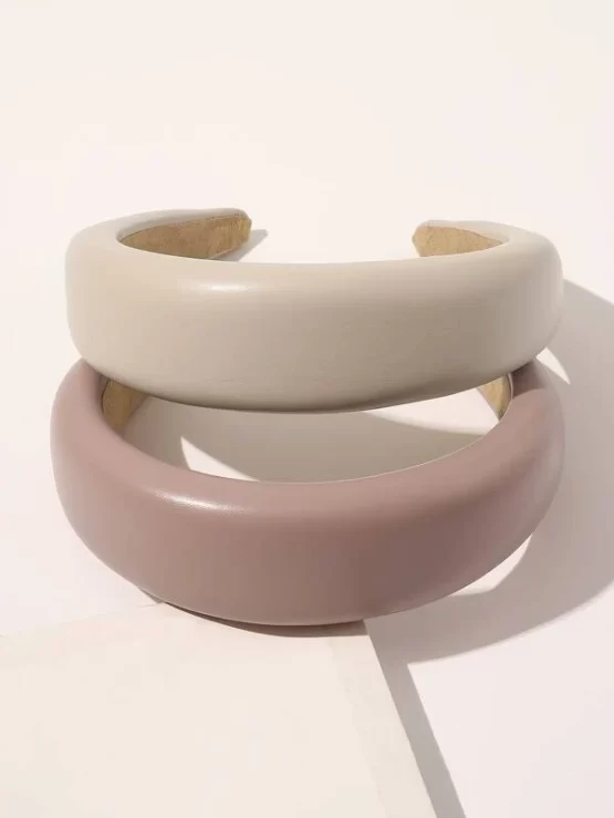 Two pieces Plain Leather Casual Hair Hoop Band