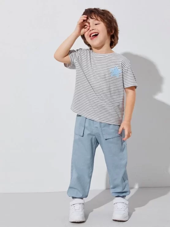 Toddler Boys Star Print Striped Tee and Pants Set - Image 4